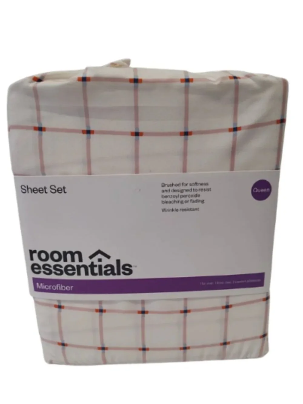 Room Essentials Queen Microfiber Sheet Set Pink Grid